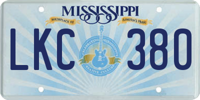 MS license plate LKC380