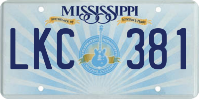 MS license plate LKC381