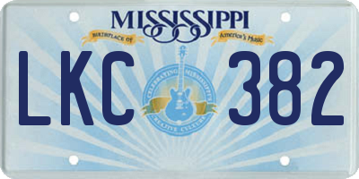 MS license plate LKC382