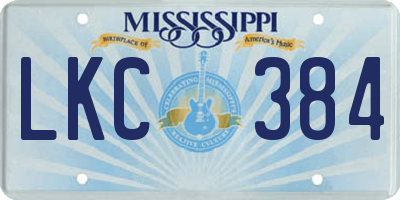 MS license plate LKC384