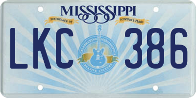 MS license plate LKC386