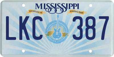 MS license plate LKC387