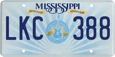 MS license plate LKC388