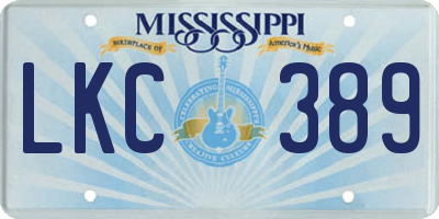 MS license plate LKC389