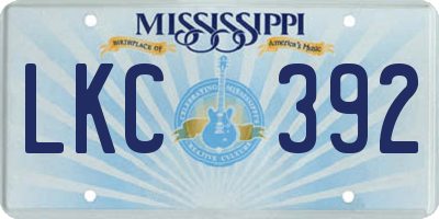 MS license plate LKC392