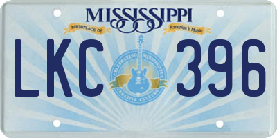 MS license plate LKC396