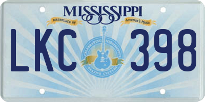 MS license plate LKC398