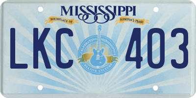 MS license plate LKC403