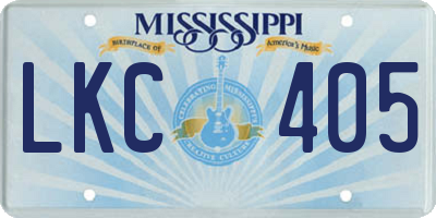 MS license plate LKC405