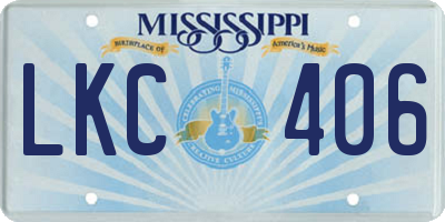 MS license plate LKC406