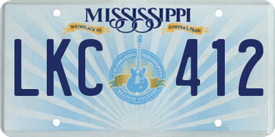 MS license plate LKC412