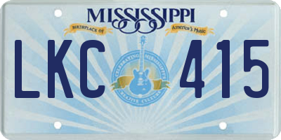 MS license plate LKC415