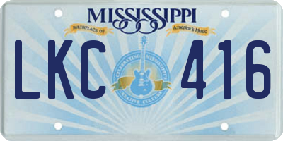 MS license plate LKC416