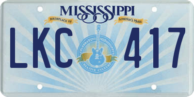 MS license plate LKC417