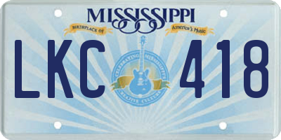 MS license plate LKC418