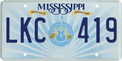 MS license plate LKC419