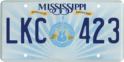 MS license plate LKC423