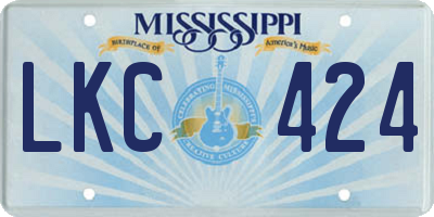MS license plate LKC424