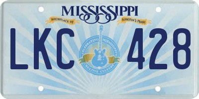 MS license plate LKC428
