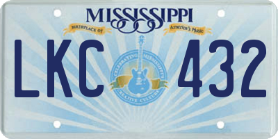 MS license plate LKC432