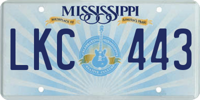 MS license plate LKC443