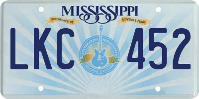 MS license plate LKC452