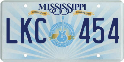 MS license plate LKC454