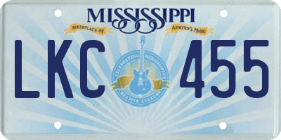 MS license plate LKC455
