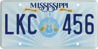 MS license plate LKC456