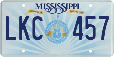 MS license plate LKC457