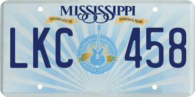 MS license plate LKC458