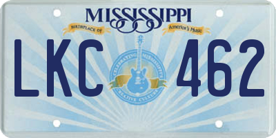 MS license plate LKC462
