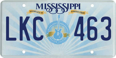 MS license plate LKC463