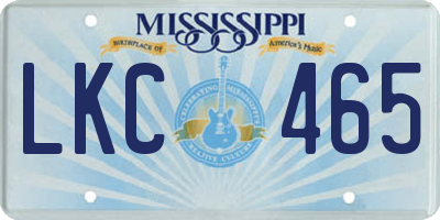 MS license plate LKC465