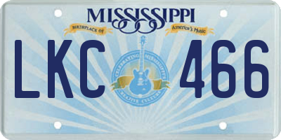 MS license plate LKC466