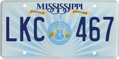 MS license plate LKC467