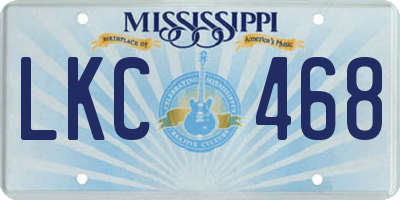 MS license plate LKC468