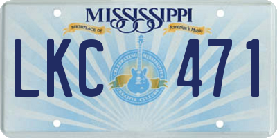 MS license plate LKC471