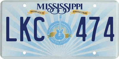 MS license plate LKC474
