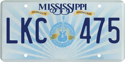 MS license plate LKC475