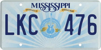 MS license plate LKC476