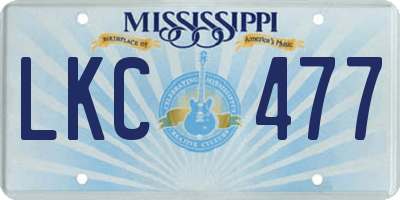 MS license plate LKC477