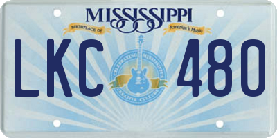 MS license plate LKC480