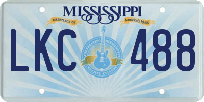 MS license plate LKC488