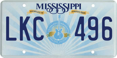 MS license plate LKC496