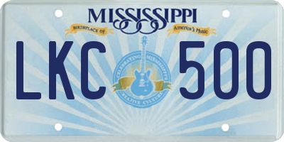 MS license plate LKC500