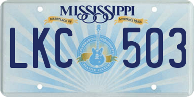 MS license plate LKC503