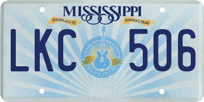 MS license plate LKC506