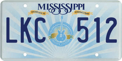 MS license plate LKC512