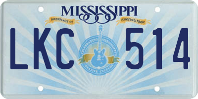 MS license plate LKC514